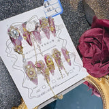 10Pcs High Quality Handmade Press on Nails Purple Jade Noble Elegant Luxurious Flower God Niche Style Spicy Drill  Decoration