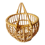 Handwoven Round Rattan Wicker Basket Fruit Tea Snack Bread Picnic Cosmetic Storage Box Kitchen Supplies Household Organizer