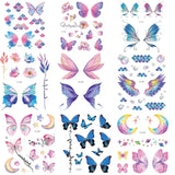 Shiny Butterfly Tattoo Stickers Temporary & Waterproof Removable Winged Animals Pattern Tattoos Insect Flase Tattoo for Party