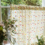 French Romantic Flower Printed Curtains with Delicate Lace for Bedroom, Cottage, Cafe, Small Window