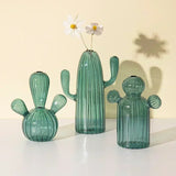 Cactus Shaped Glass Vase for Plant Creative Vase Decoration Home Desktop Decor Transparent Hydroponics Plant Vase Birthday Gift