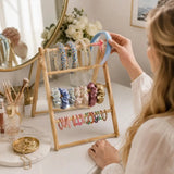 Wooden Material Hair Accessory Organizer 3-layer/4-layer Space-Saving Hair Band Holder Multi-Compartment Jewelry Organizer