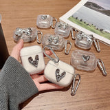 Sparkling pink bow suitable for Apple AirPods 1/2 generation Bluetooth earphone case Pro3 generation Apple earphone case