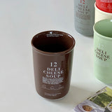 400ml Korean Style Ceramic Water Cup Ins Style Letter Juice Drinkware Exquisite Round Hand-held Mug Household Casual Coffee Cups