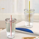 Portable Transparent Straw Cup 450ml Bubble Tea & Coffee Cup Office Water Bottles Food-Grade Plastic Beverage Cup