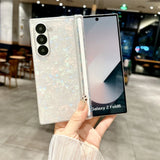 Luxury Aurora Shell Pattern Hard Case for Samsung Galaxy Z Fold 7 6 5 4 fold7 zfold Fold6 Colorful Acrylic Shockproof Back Cover