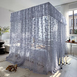 Luxurious Palace Mosquito Net with White Holder Romantic Three-door Lace Bed Curtain  Room Decor 1.5m 1.8m Size