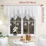 1PC Rod Pocket Sheer Curtain With Crystal Beads, Hollow Floral Pendants, 400×110cm, For Living Room, Lovely Housewarming Gift
