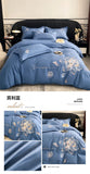 Flowers Embroidery Bedding Set Light Luxury Brushed Four-Piece Set Girl Bedroom Decor King Duvet Cover Set Bed Sheet Pillowcases