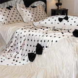 Princess Bowknot Luxury Bedding Set Silky Soft Duvet Cover Flat/Fitted Bed Sheet Pillowcase 4Pcs