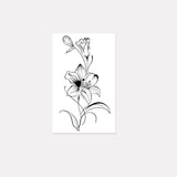 Lily Tattoo Sticker Temporary Tattoo, Simple Sketch Line Flower Tattoo, Sexy Waist Belly Body Art, Waterproof Long-Lasting Tatto