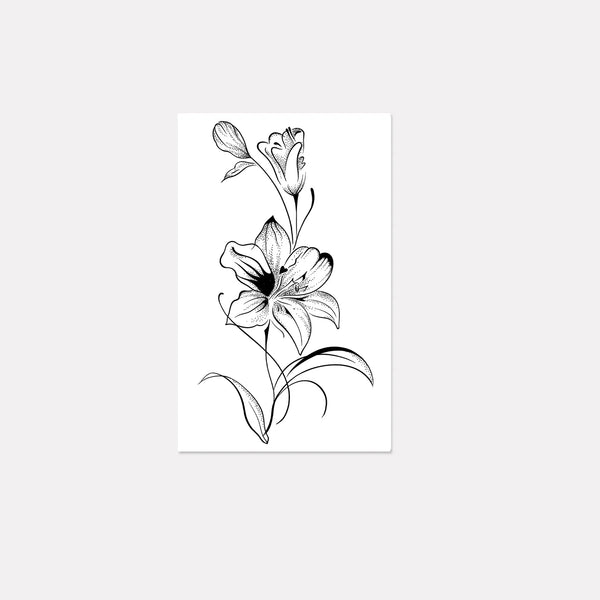 Lily Tattoo Sticker Temporary Tattoo, Simple Sketch Line Flower Tattoo ...