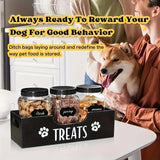 Natural Wooden Pet Snack Box with 3 Sealed Plastic Containers - Airproof Cat & Dog Food Storage Organizer