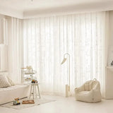 Cartoon Animal Embossed Flocking Tulle Kids Curtains Giraffe Elephant Jacquard Design Sheer Window Curtains for Boys Girls Room