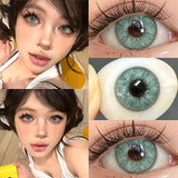 New 1 Pair Natural Colored Contact Lenses with Degree Myopia Lenses Green Iris Lens High Quality Lenses Big Eye Lenses