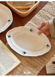 Swallow Oval Plates High-end Household Ceramic Serving Plate Ins White Breakfast Tray Retro Afternoon Tea Dessert Tableware