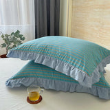 100% Cotton Lace Pillowcase 48x74cm Yarn-dyed Washed Cotton Stripe Pillow Cover Bedding Decorative Pillow Sham With Zipper