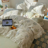 Latest Carving Flower Silk Velvet Winter 4pcs Bedding Sets 3D Warm Quilt Cover Bedspread Pillowcases for Princess Girls Bedroom
