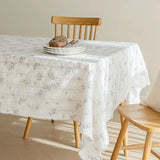 Rectangle White Lilac Tablecloth Boho Farmhouse Table for Cover Wedding Birthday Baby Party Shower Dinner Table Retro Decoration