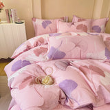100% Cotton Bedding Set Brushed Dreamy Style Ginkgo Biloba Leaves Pink Duvet Cover Sheet Set Sheet King Queen for Bedroom Decor