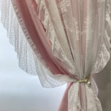 Double French Rococo Ins Style Curtains for Living Room Bedroom Girls Models Blackout Light Luxury Cream Lace Milk Tea Colour