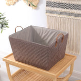 WickerSeagrassCollapsibleStorageBasket,Foldable-HandlesLidlessToyLaundrySundriesOrganizer-BathroomLivingRoomBedroomHomeDecorGift