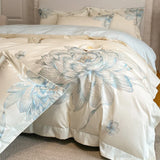 Flowers Embroidery Bedding Set Luxury 1000TC Egyptian Cotton Duvet Cover sets Flat/Fitted Bed Sheet Pillowcases Home Textiles