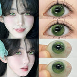 1 Pair HOT SALE Green Colored Contact Lenses with Prescription Myopia Lenses Cosmetic Beauty Pupils Soft Blue Eye Lenses