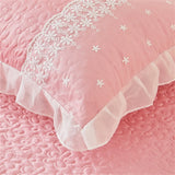 Korean Luxury Lace Ruffles Bedding Set Skin-Friendly Washed Cotton Princess Style Duvet Cover Bed Sheet Pillowcase Home Textiles