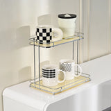 Double-layer desktop storage rack, unassembled acrylic storage stand, ironware kitchen organizing rack, space-saving desktop storage rack. Suitable for office desks, home makeup tables