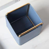 Nordic Leather Make Up Brush Storage Box Jewelry Storage Bag Leather Metal Box Desktop Storage Box Decoration