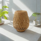 Small Bamboo-Woven Lamp Handmade Craft Table Lamp for Bedroom & Study Bamboo-Style Design Warm Decor Piece Desktop Ornament