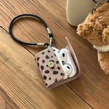 Luxury leather leopard print earphone bag case for airpods 1 2 3 4 pro 2 protection cover with bracelet fall prevention couple