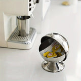 Stainless Steel Storage Jar Sphere Storage Jar with Flip-Top Lid  Modern Round Desktop Organizer for Kitchen Home Office