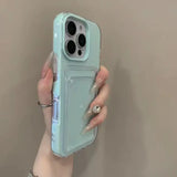 Luxury 2in1 Card Bag Candy Phone Case For iPhone 17 12 13 14 15 16 Pro Max 11 TPU + PC Wallet Shockproof Bumper Back Cases Cover