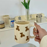 301-400ml Breakfast Drink Coffee Tea Milk Cups Teddy Bear Pattern Large Ceramic Mugs Office Kitchen Tableware Drinkware Gifts