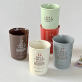 400ml Korean Style Ceramic Water Cup Ins Style Letter Juice Drinkware Exquisite Round Hand-held Mug Household Casual Coffee Cups