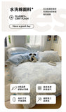 A-Class Skin Friendly Printing Bedding Set With Lace Duvet Cover Bed Sheet Pillowcases Four Piece Set Bedroom Decor Home Textile
