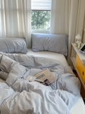 Light Blue White Milk Pure Cotton Waed Bedding Set Simple Nordic Sle Double Stitch  Color Mix Match Bed Canopy Sle