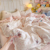 Floral Bed Sheets Set Simple Princess Duvet Cover Bedding Set постельное белье Set Room Decoration Bed Cover Set