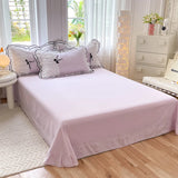 3/4Pcs Bedding Set Princess-Style Purple Bow Double-Layer Ruffles Duvet Cover Pillowcase Full-Size Queen Bed Sheet Set For Home