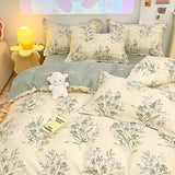 Pink Flowers Duvet Cover Set Ins Fashion Single Queen Size Girls Boys Flat Sheet Pillowcase No Filler Home Decor Bedding Set