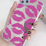 Korean Ins Full of Pink Lips Mirror Phone Case for iPhone 14 13 Pro Max Plus Back Cover for 12 11 Pro Max X XS Max 7 8 SE Capa
