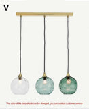 High-end Color Water Patterned Glass Ball Pendant Light Bedroom Bedside Lamp Creative Dining Living Room Bar Counter Chandelier