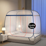 Mongolian Yurt Foldable Mosquito Net Tent No Assembly Required, Breathable Polyester Fabric, with Single or Double Doors