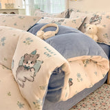 New high-weight, fresh and light milk fleece printed quilt cover Thickened warm Duvet cover
