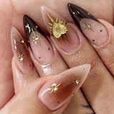 24pcs Red French Press on Nails with Rhinestone Bow Design Long Almond Fake Nails Tips Wearable False Nail Set Finished Manicure