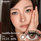 1 Pair Seattle Brown Colored Contact Lenses Natural Brown Pupils Eyes Contact lenses Gray Soft Contact Lenses 14.20mm Yearly Use