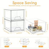 2/4 Pack Stackable Makeup Organizer with Drawers, Clear Acrylic Cosmetic Storage Bins, 4.4" Tall Vanity Drawer Organizer for Bathroom Cabinet Under Sink, Space Saving