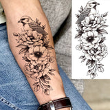 1 Sheet Realistic Flying Birds Flowers Temporary Tattoos For Women Girls Waterproof Long Lasting Fake Tattoo Sticker 3D Body Art